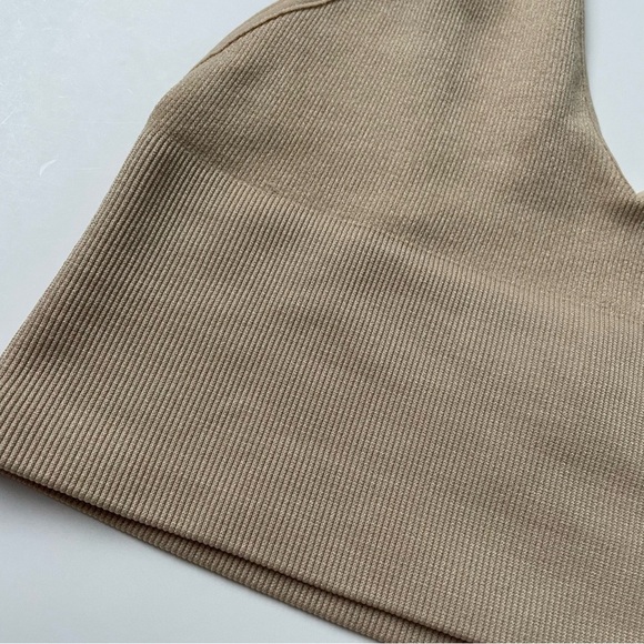 Sunday Best Ribbed Seamless Longline Bra Top Medium Beige Size Small - Picture 3 of 6